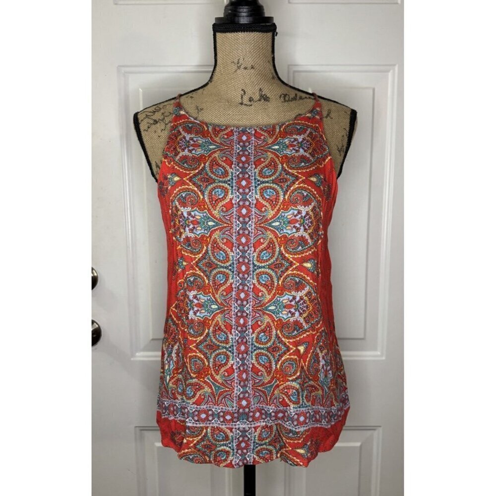 VERSE STITCH FIX Red Sleeveless Blouse Top Paisley Beach Boho Summer Y2k SMALL